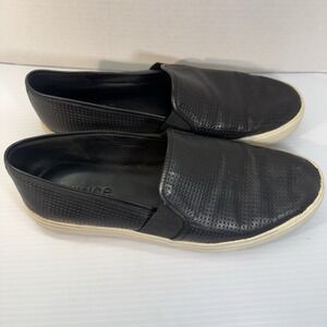 Vince Blair Sneaker Womens 8.5 M Perforated Leather Slip On Shoes Black MSRP$250